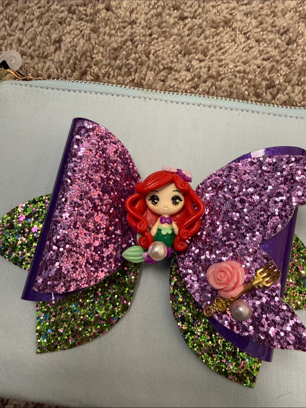Kids Mermaid Glitter Bow - Purple & Green